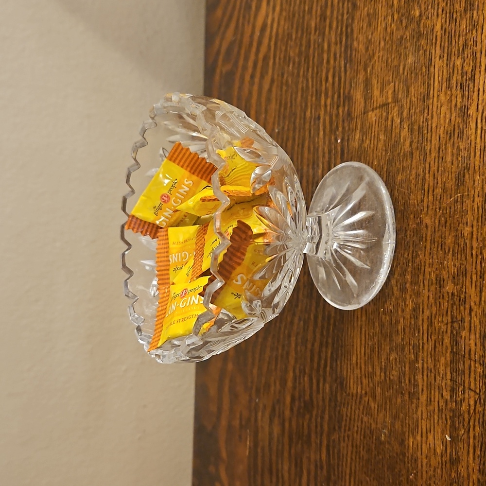 3 For $10 Crystal Etched Glass Dessert Bowl.